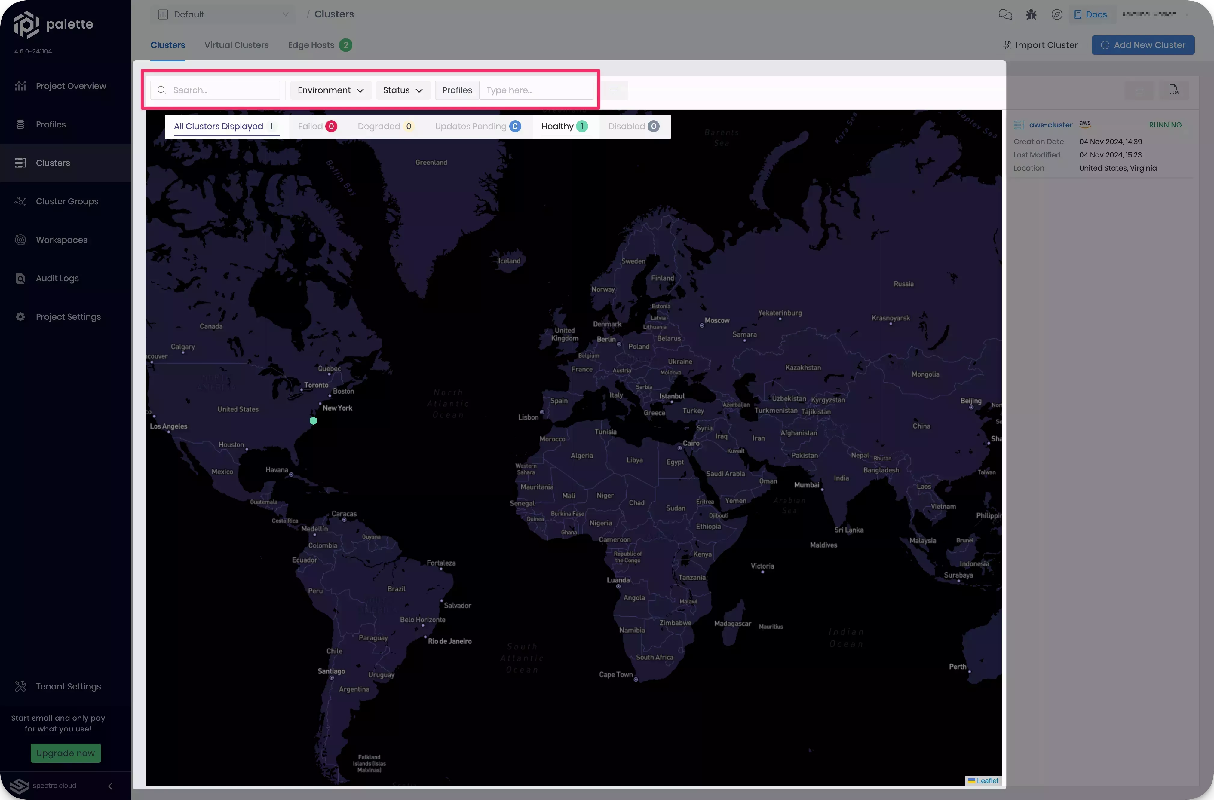 Cluster map view