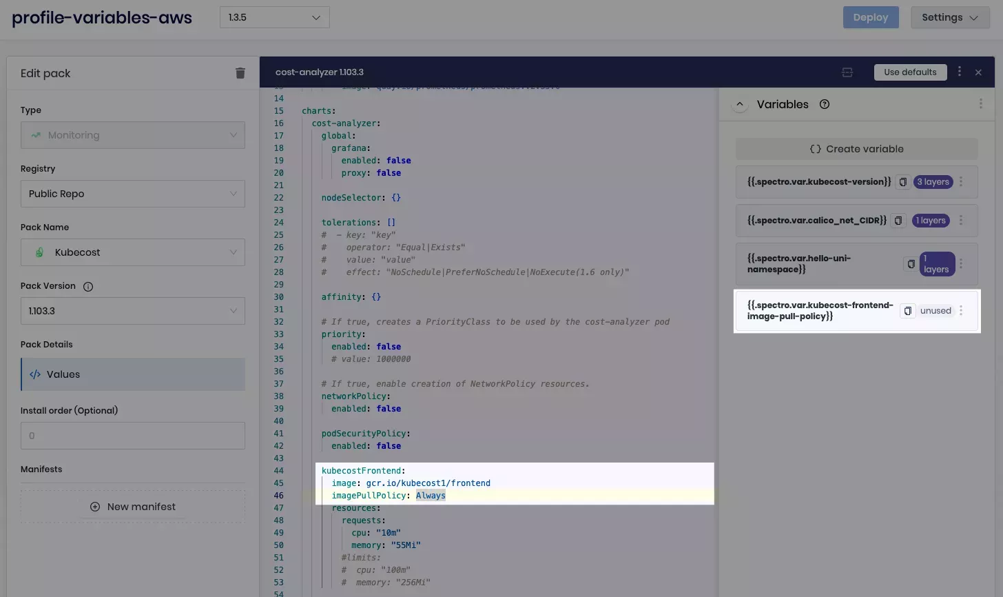 Removing a cluster profile variable from YAML configuration