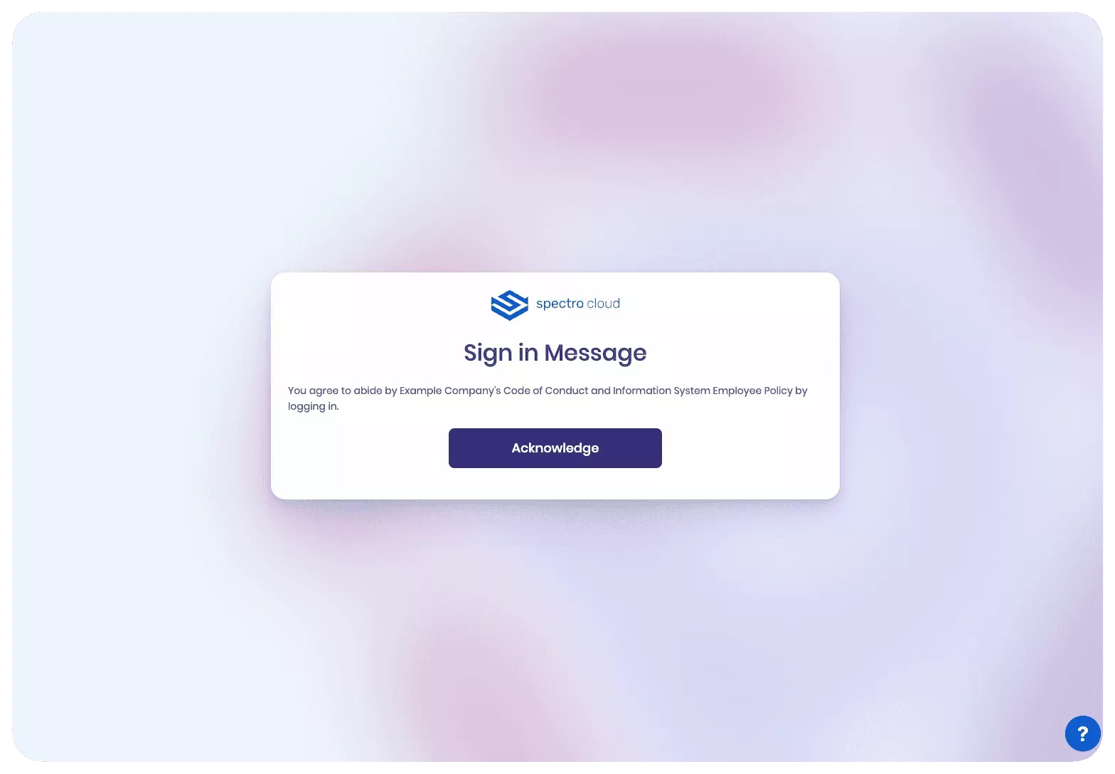 A view of a tenant login banner message